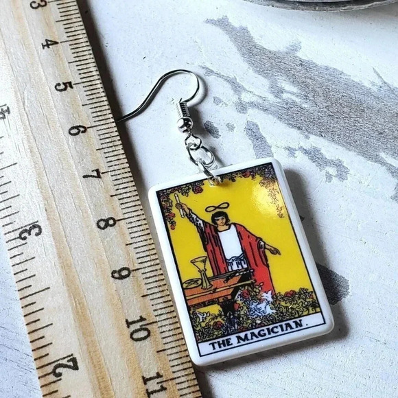 Mystical Tarot Card The Magician Oracle Archetype Lightweight Earrings - Picture 6 of 6